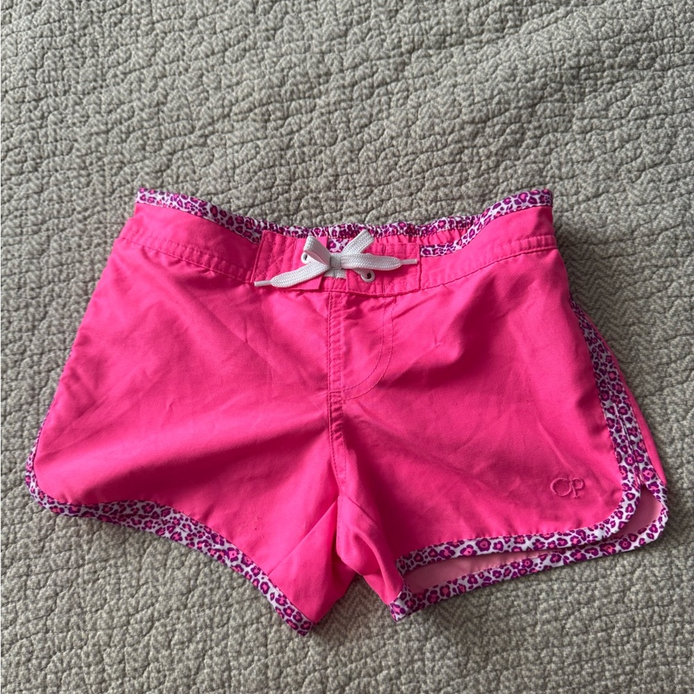 OP Pink Athletic Shorts with Leopard Trim